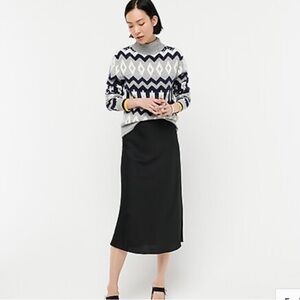 J. Crew Gwyneth Black Midi Satin Skirt